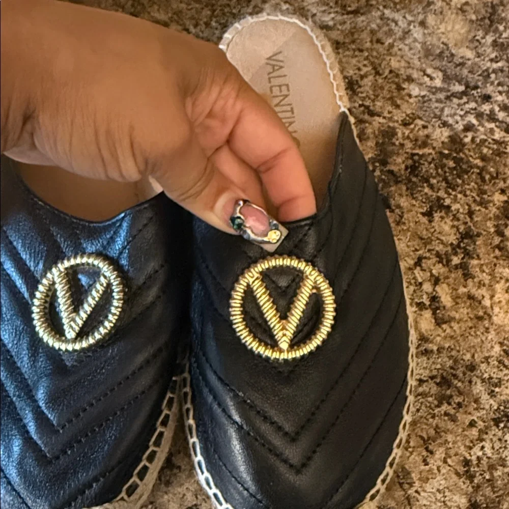 Valentino Black Quilted Espadrille Mules - Picture 4 of 7